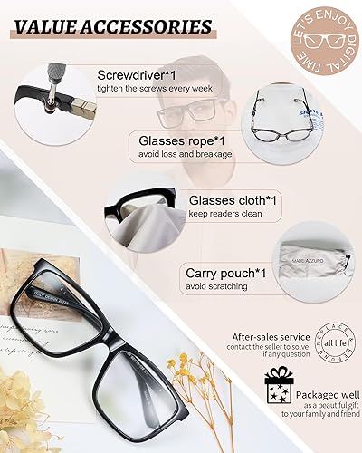 Miniatura 6 de MARE AZZURO Lentes de lectura con bloqueo de luz azul para hombres y lectores de computadora 1.0 1.25 1.5 1.75 2.0 2.25 2.5 2.75 3.0 3.5 4.0 5.0 6.0