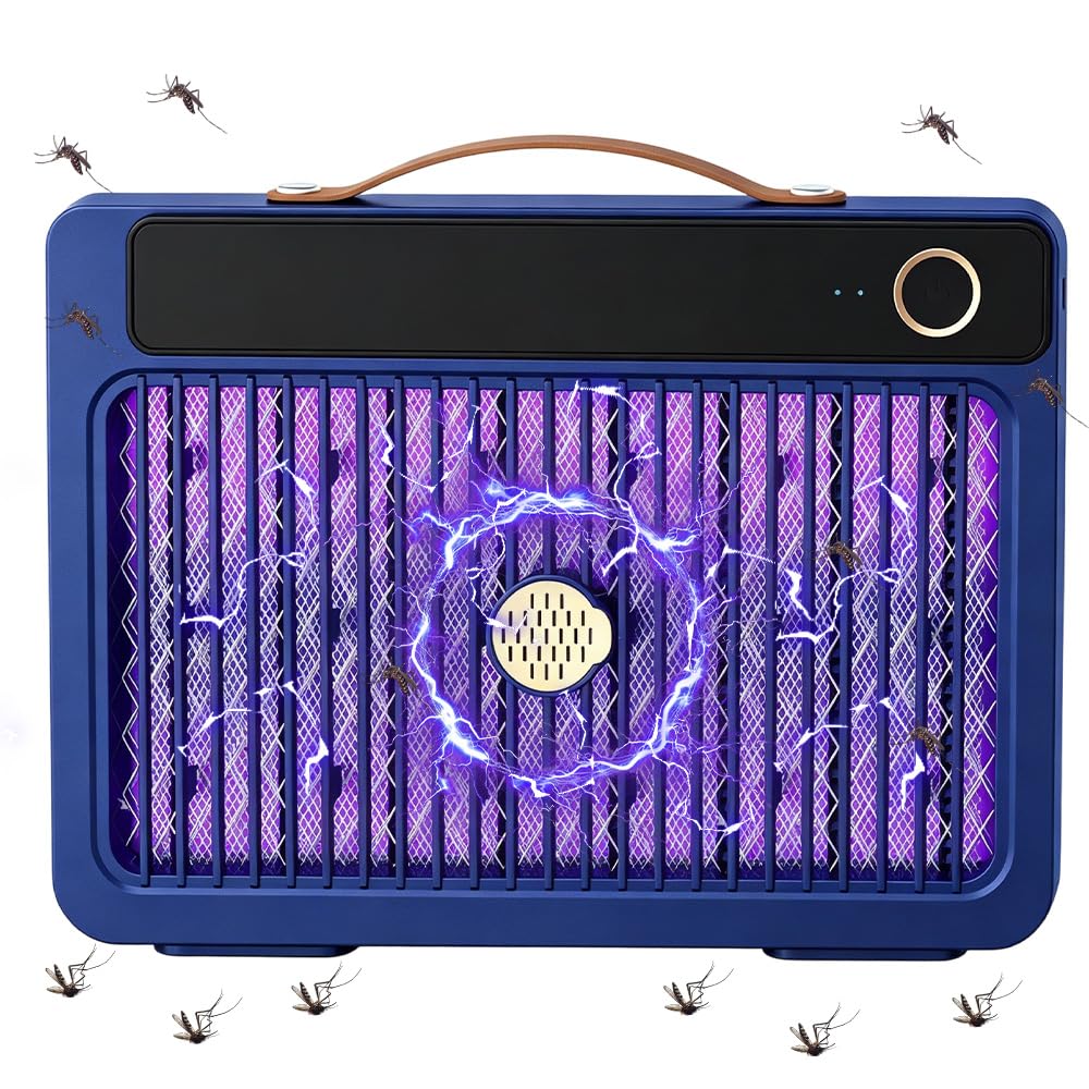 Fly Zapper Electric Indoor 3000V USB-C Rechargeable, Cordless, 4000mAh Battery Electric Bug Zapper, High-Voltage Insect Killer, UV Light Insect Fly Killer, Mosquito Zapper for Indoor Outdoor
