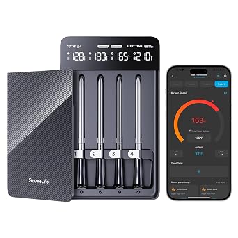 GoveeLife Smart Wireless Meat Thermometer Digital 4 Probes with App Alarm