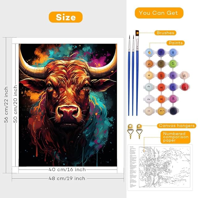 Foto 2 de 7 de TANGFEIY Kit de pintura para decoración de pared, diseño de vaca para adultos