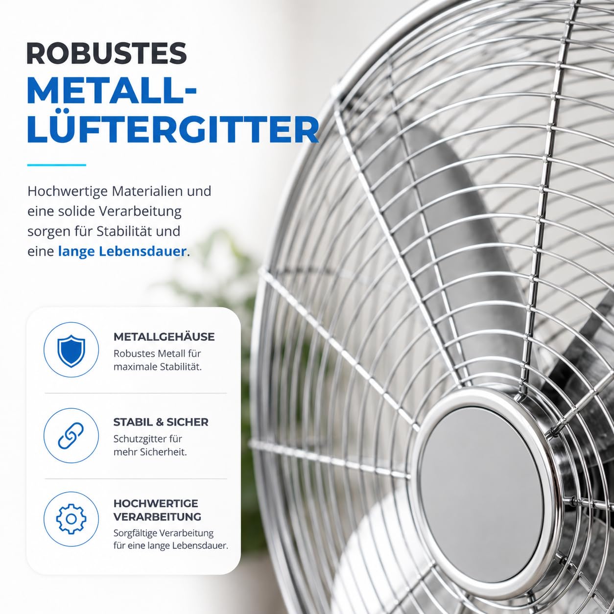 TK Gruppe Timo Klingler Design Ø 45 cm Bodenventilator - Ventilator aus Metall - Standventilator mit Leistungstufen - 3 Modi Windmaschine extra leise (Standventilator Ø 45 cm)