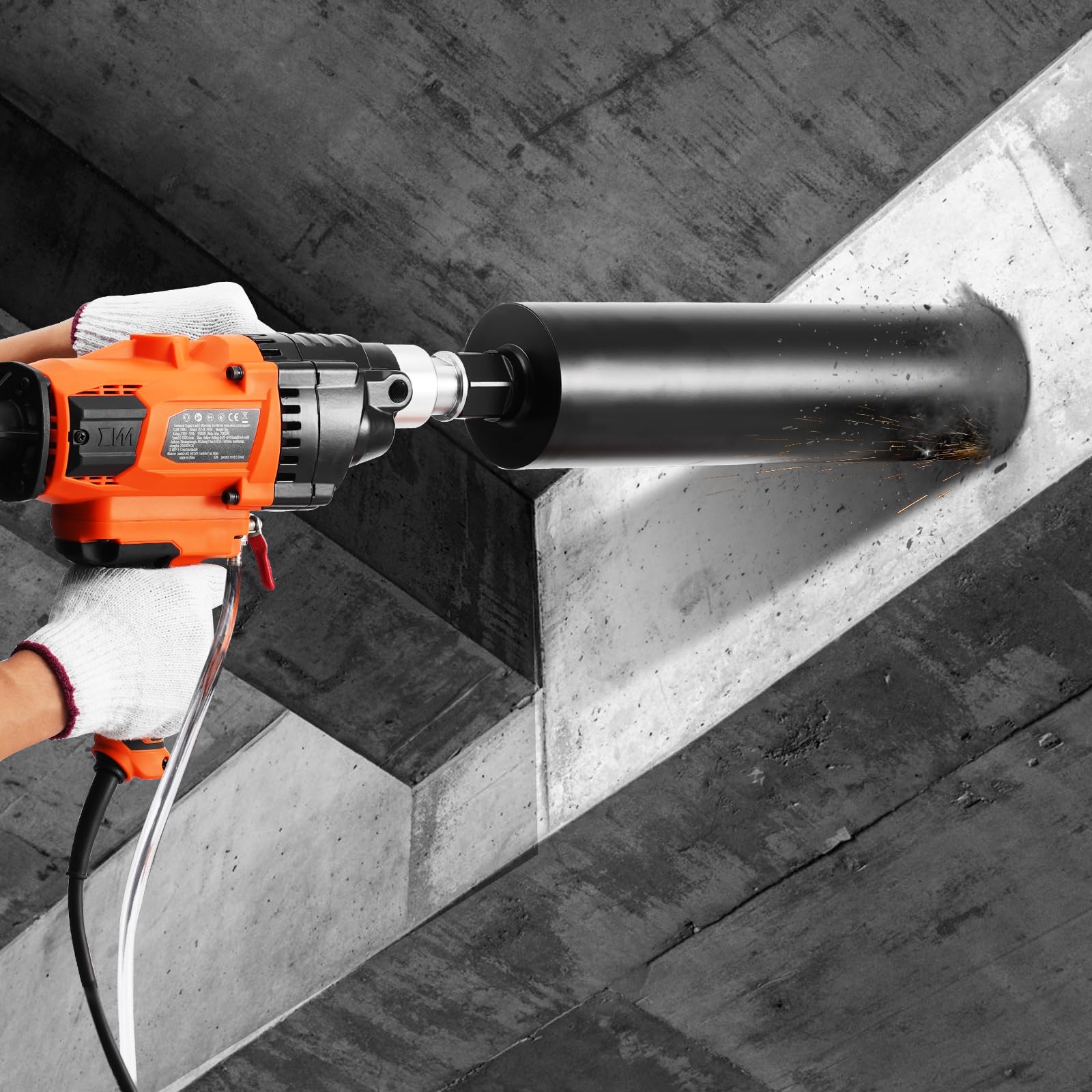 VEVOR Taladro de núcleo Portátil de 20-160 mm de Diámetro de Perforación con Estuche de Transporte Taladro de Núcleo de Hormigón de 2000 W Uso Húmedo y Seco para Perforar Hormigón y Mezclar Pintura
