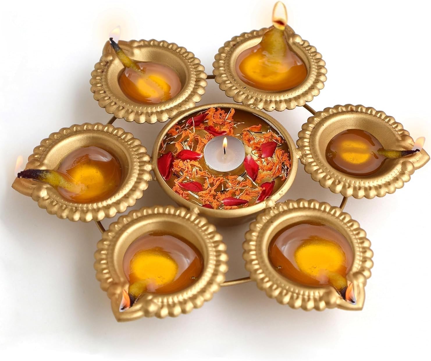 Assorted Decorative Traditional Urli Diya | Perfect for Center Table, Living Room, Office, Home & Pooja Room, Wedding Gift, (15)