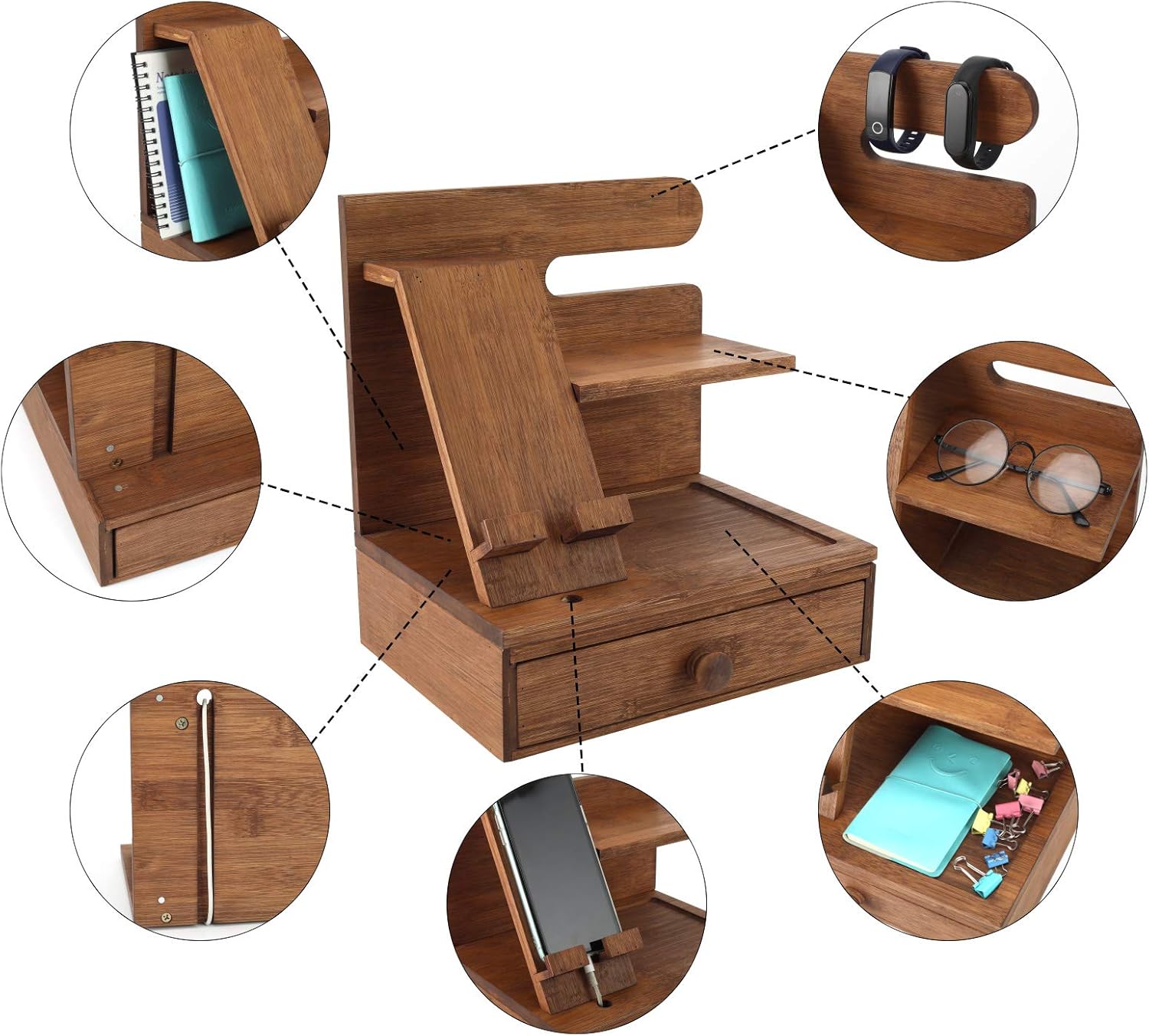 Black Friday Clearance TQVAI Bamboo Desktop Phone Docking Station with Drawer Home & Office Wallet Stand Glasses Holder Watch Organizer for Men, Husband, Daddy Gift, Original 60% Off Discount TQVAI Bamboo Desktop Phone Docking Station with Drawer Home & Office Wallet Stand Glasses Holder Watch Organizer for Men, Husband, Daddy Gift, Original