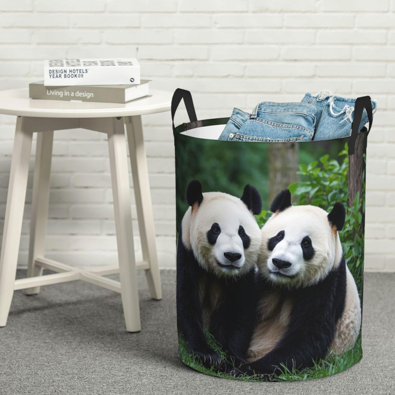 Cesto Portabiancheria Two Big Pandas Laundry Basket 50X40Cm | Cesto Portabiancheria Sporca Große Round Contenitore per viaggi Casa