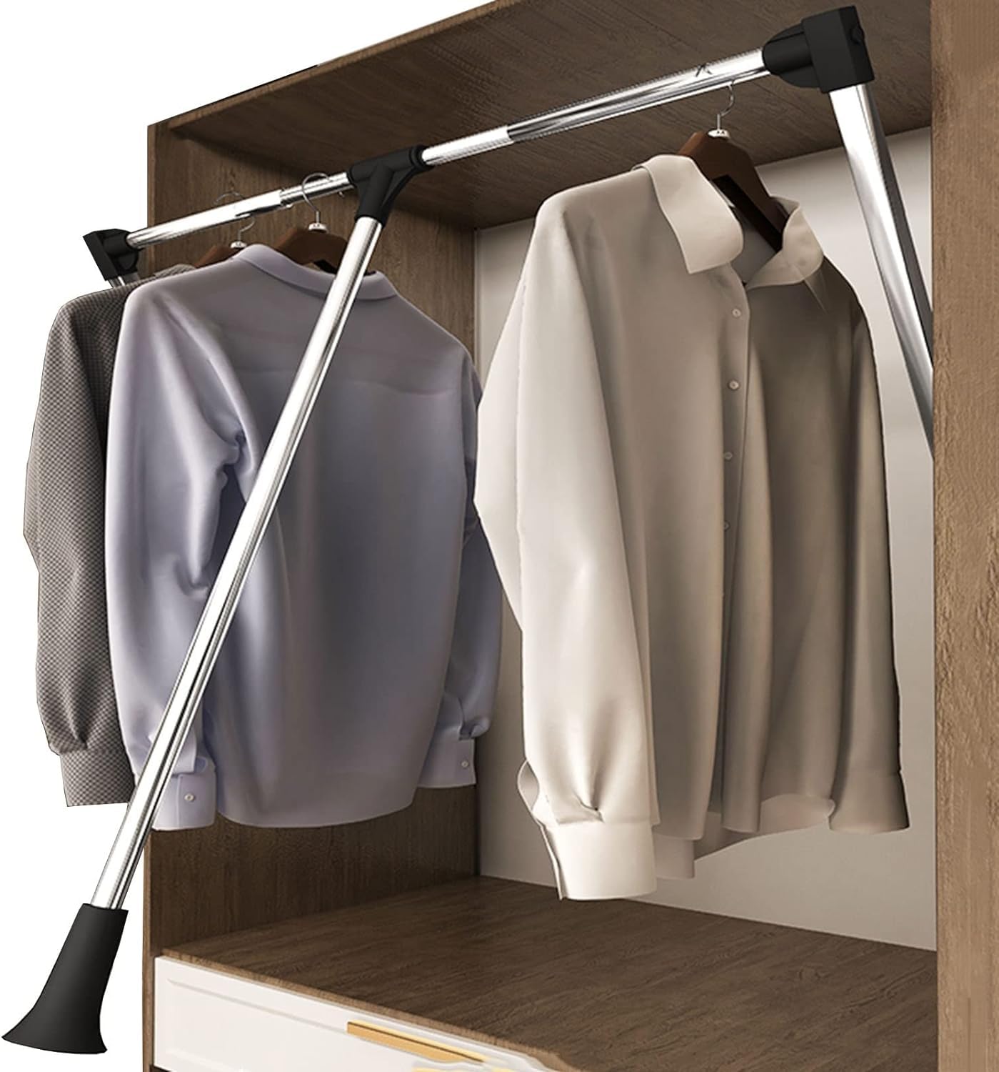 Tringle de penderie relevable pour attraper vos vêtements en hauteur