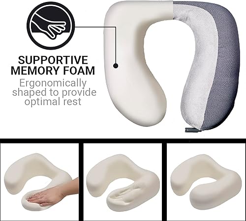 Vista 16 de American Dreamer, almohada de viaje de lujo, cómoda almohada de espuma viscoelástica para el cuello para un sueño ininterrumpido, ideal para avión