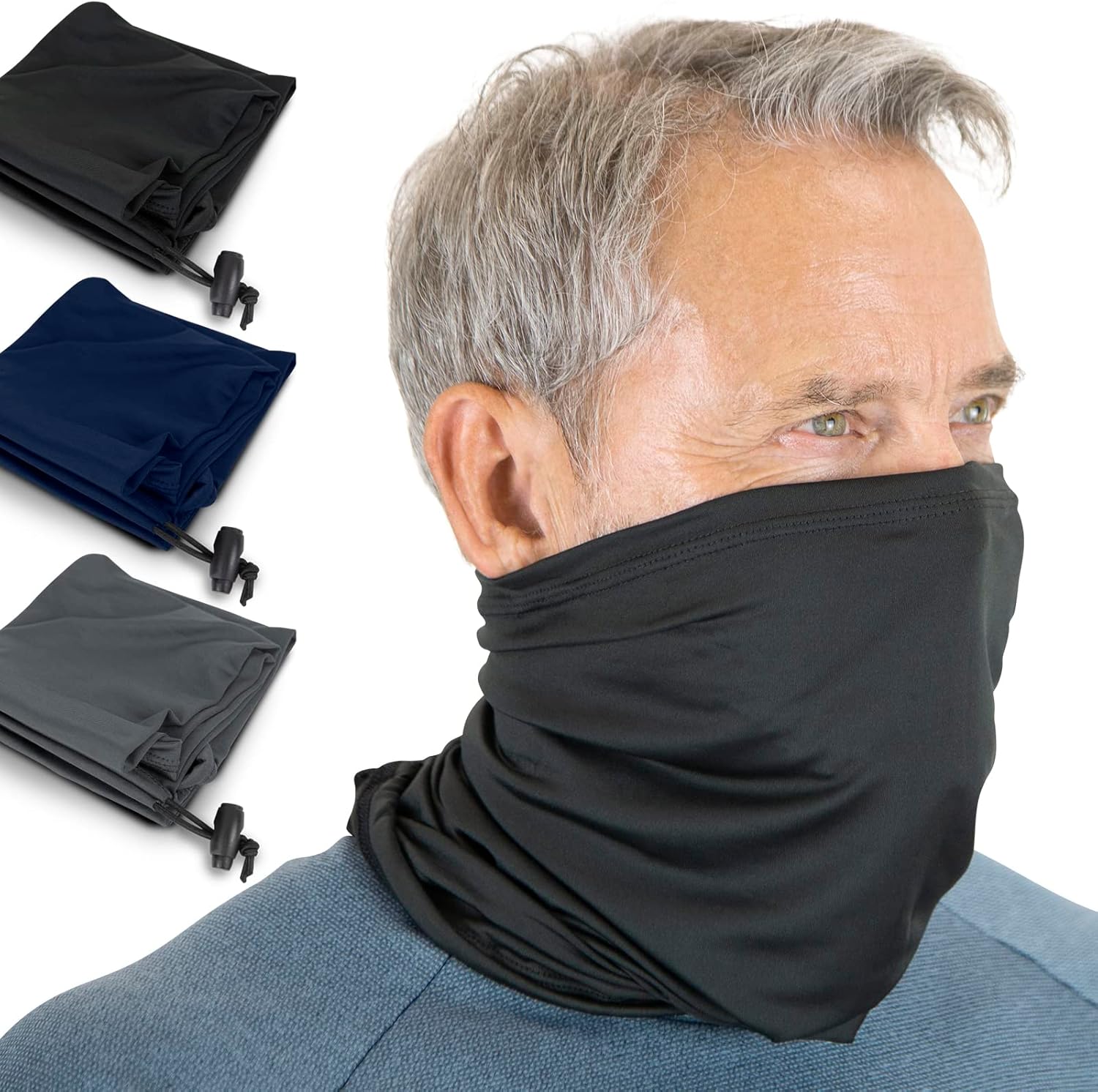 Vive Neck Gaiter for Men & Women (3 Pack) Breathable Face Mask Warmer