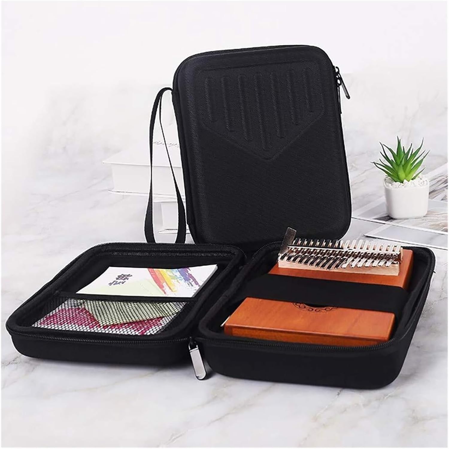 21 Key Kalimba Case with Foam Padding, Water-Resistant Hard Shell Thumb Piano Box Bag, Shockproof Storage for 21-Key Kalimba and Accessories