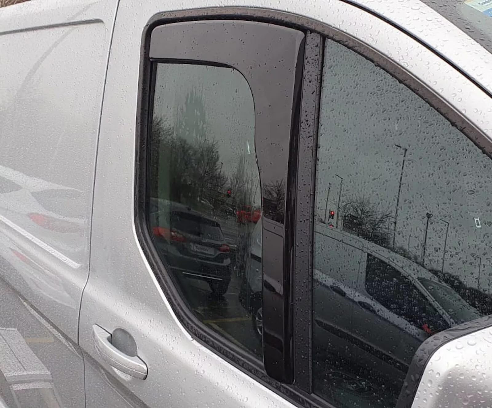 Kit 2 Deflettori Aria Nero Fumé Antivento per Finestrini Laterali Anteriori Compatibile con Ford Transit Custom 2012-2022