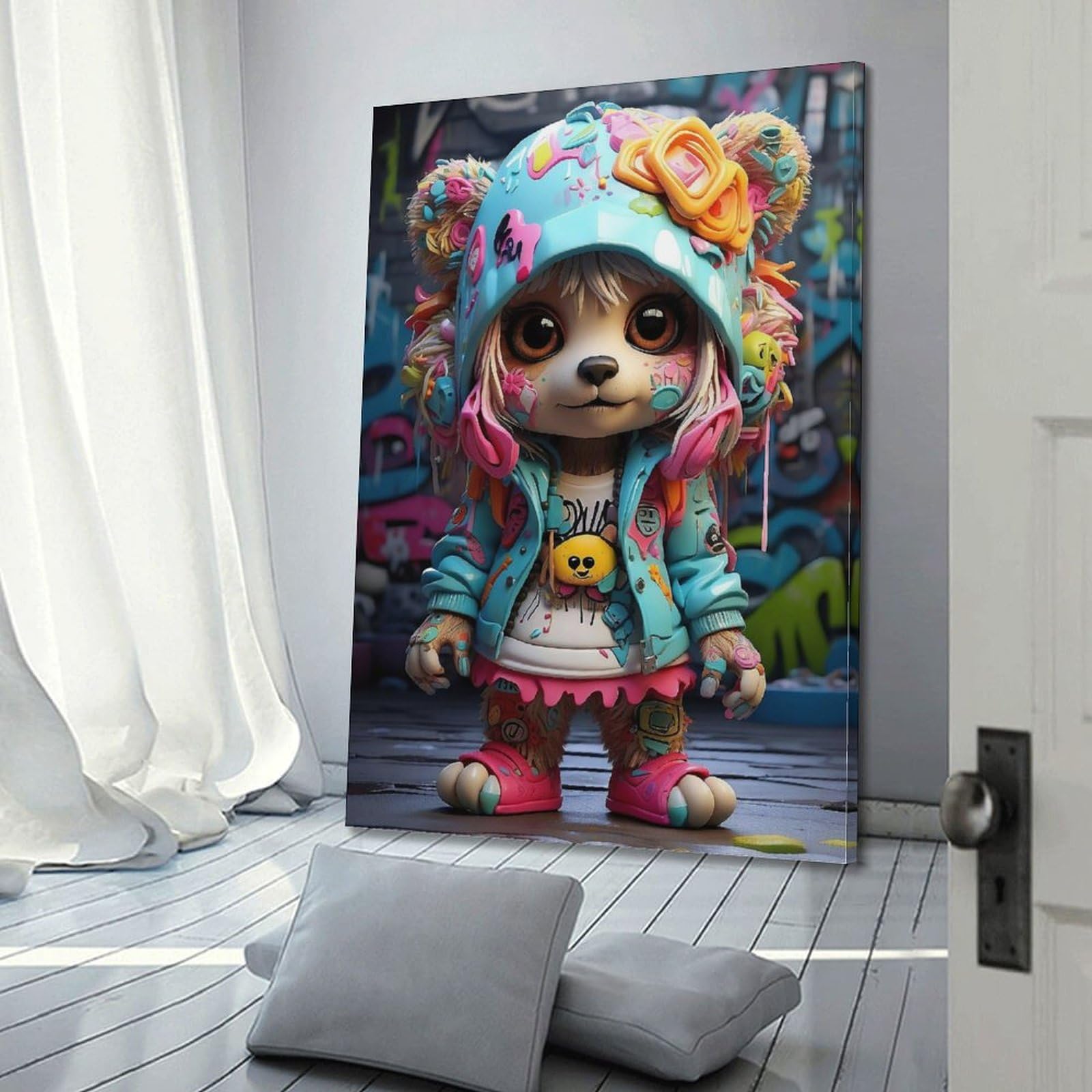 GJDYMX Poster su tela, motivo: animali, stile hip-hop e malvagi, poster decorativo da parete su tela, poster decorativo moderno, per camera da letto, 50 x 75 cm