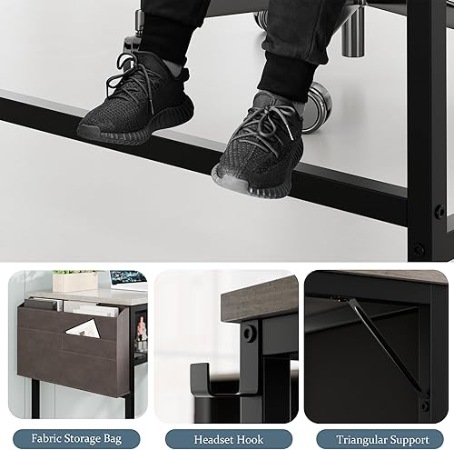 Miniatura 5 de SUNLEI Escritorio para computadora en forma de L de 59 pulgadas, escritorio de oficina en casa, escritorio para juegos de escritura con bolsa de