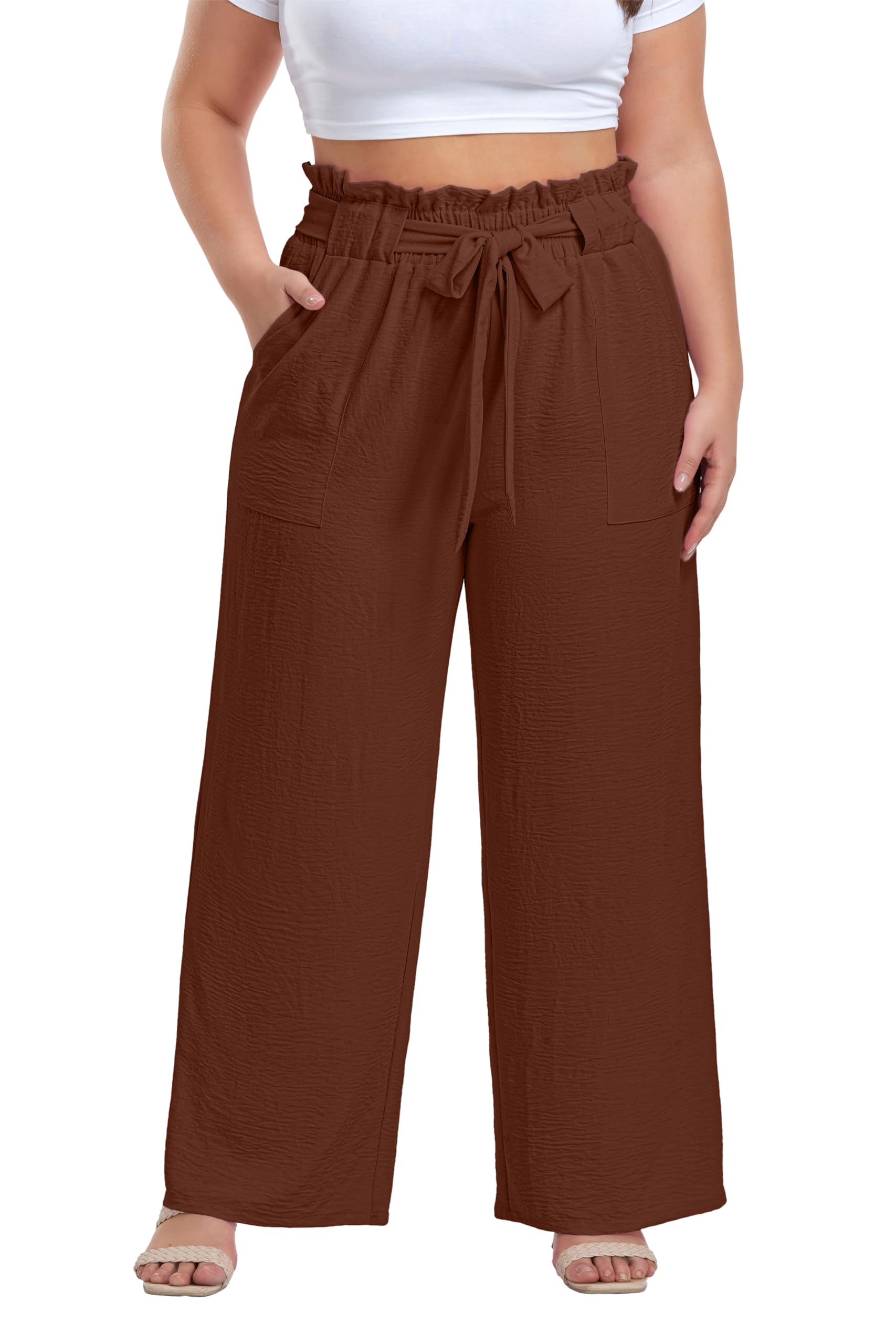 OLRIK Plus Size Pants for Women High Waisted Wide Leg Casual Palazzo Pants