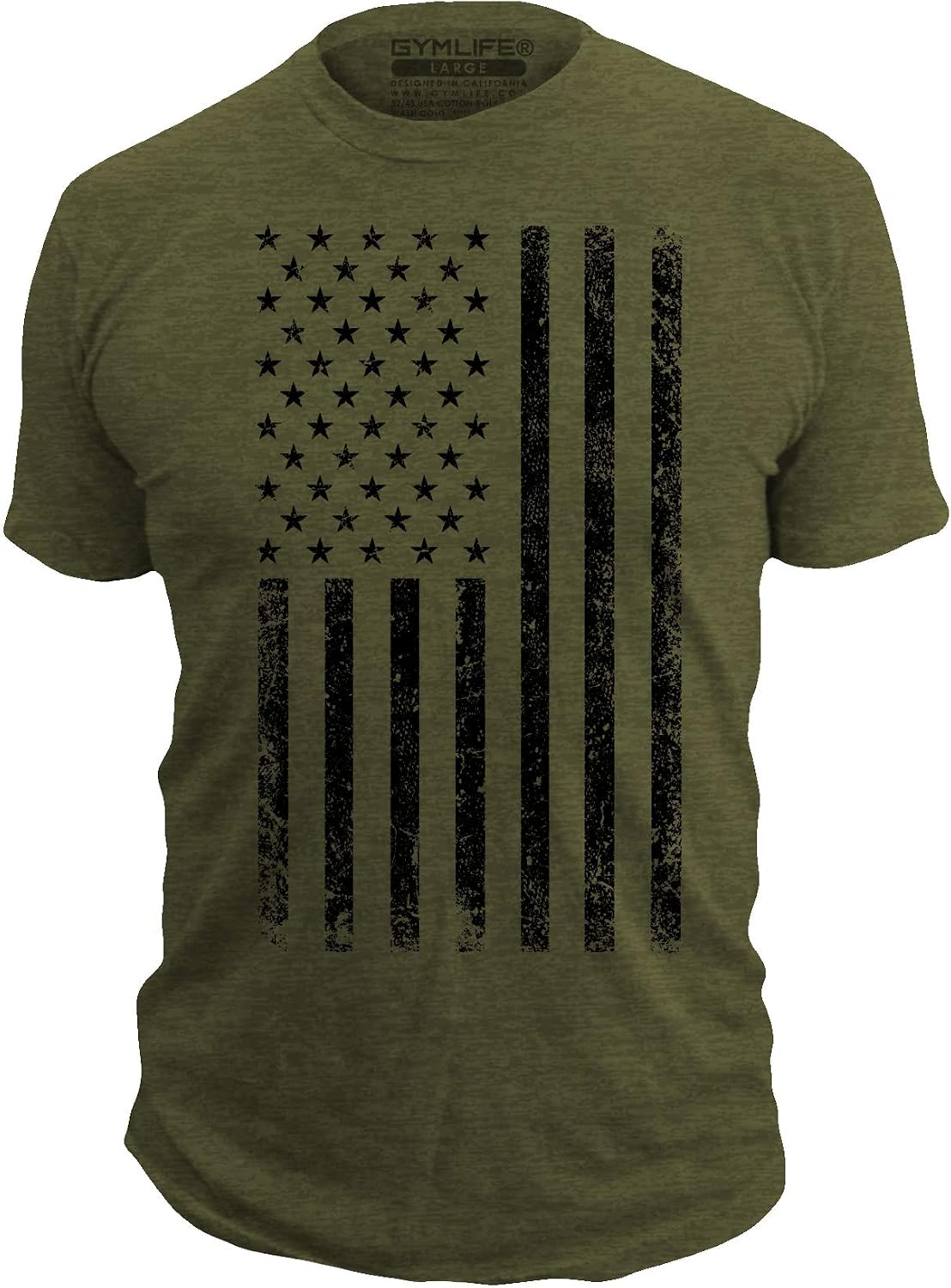 This We'll Defend - Distressed American Flag - Made of USA - Mens 52/48 Premium T-Shirt, Olive Heather