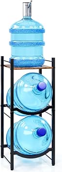 TC-HOMENY 5 Gallon Water Jug Holder, 3-Tier Water Bottle Rack for 5 Gallon Water Dispenser, Water Jug Rack Organizer, Water Jug Stand for Home Office Brown