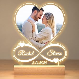 Personalized Picture Frame, Custom Picture Frames, Customized Photo Frame, Personalized Anniversary Valentines Day Gifts for Women Men Her Him Girlfriend Boyfriend Couple Mom Dad Baby Kid Family