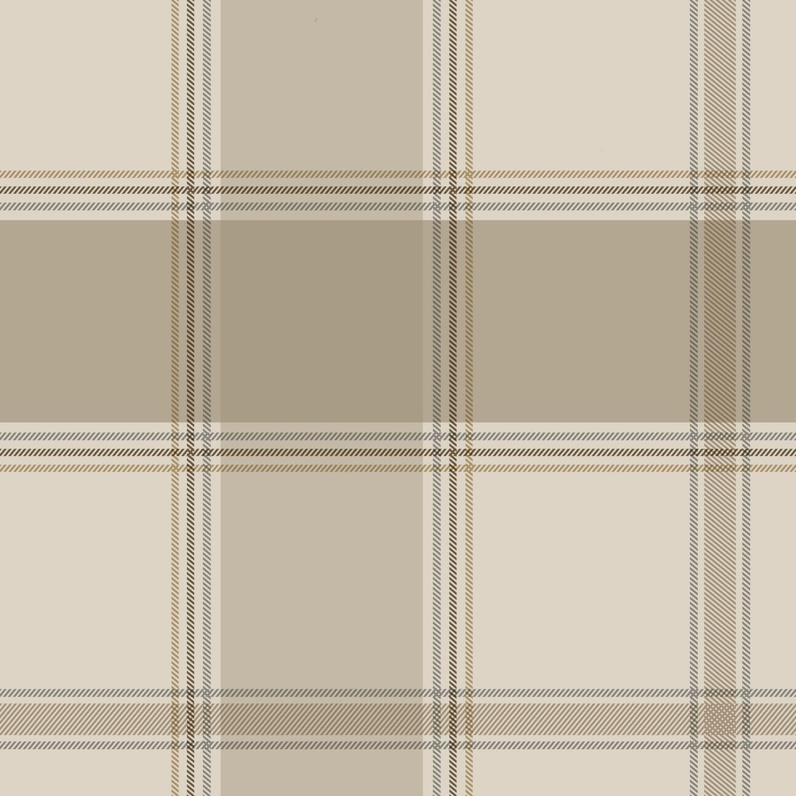 Belgravia Bramble Check Wallpaper – Rustic Checkered Wallpaper for Living Room, Bedroom, Hallway – Decorative Tartan Beige