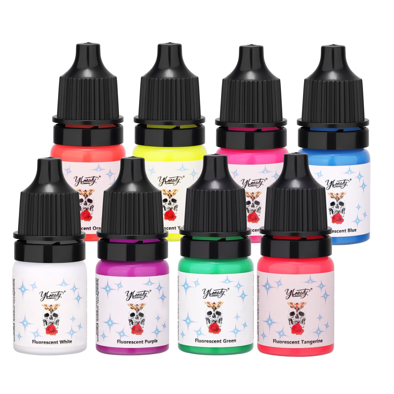 Tattoo Ink Set - Tattoo Inks Pigment Kit, 8 Color 1/2oz 15ml/Bottle Professional Tattoo Fluorescent Ink & Tattoo Equipment for Halloween Supplies (1/2 oz(15ml), 8Color): 8Color 1/6 fl.oz (5 ml)