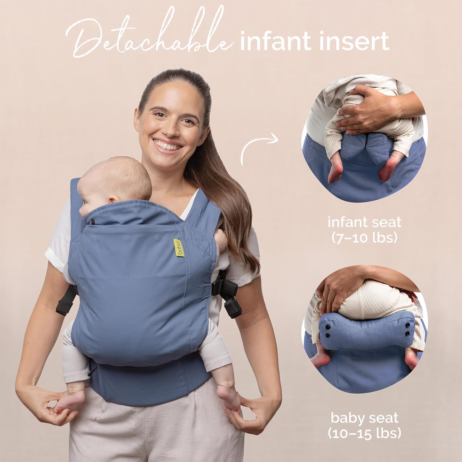 Boba Baby Carrier - Backpack or Front Pack Baby Sling for 7 lb Infants and Toddlers Up to 45 Pounds (Vintage Navy) — view 5