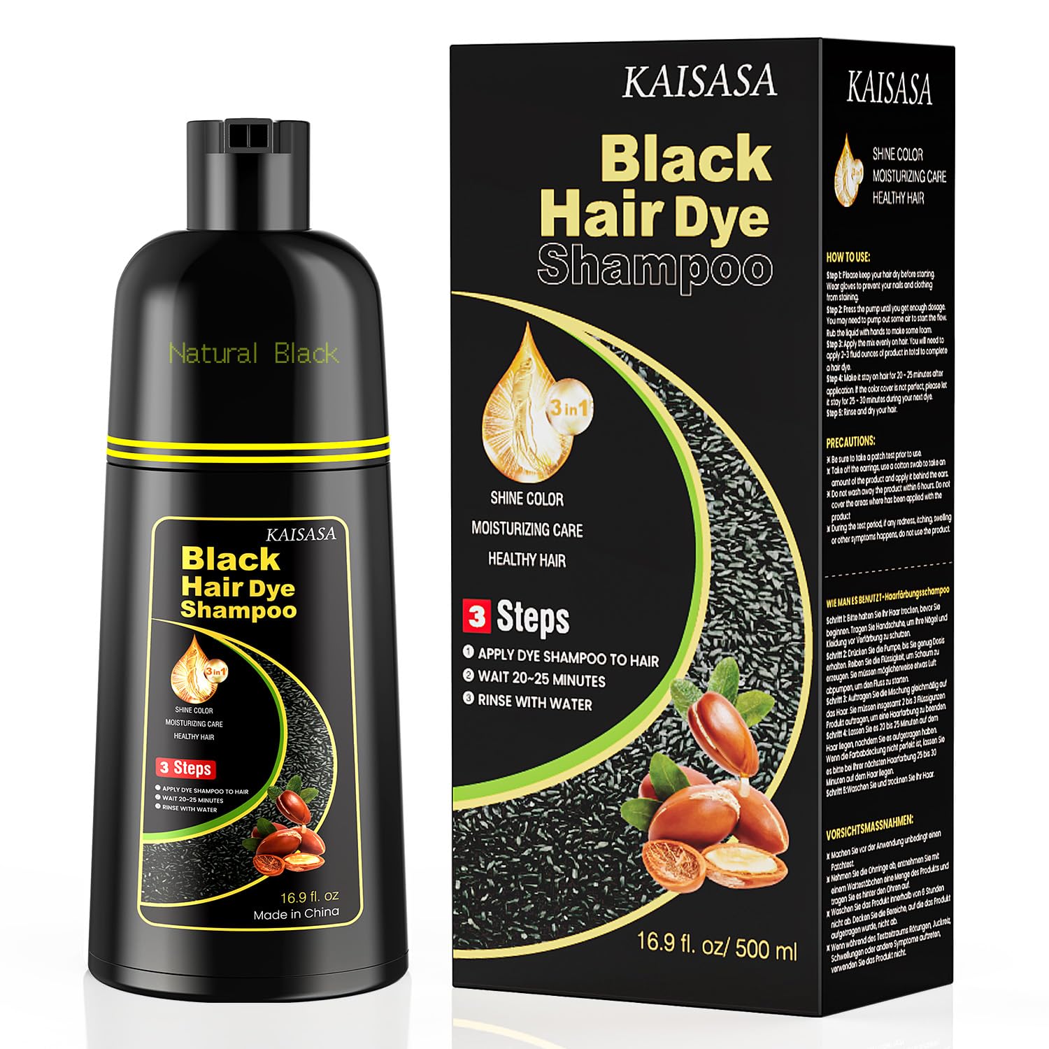 Amazon.com : KAISASA Black Hair Dye Shampoo 3 in 1,Hair Color