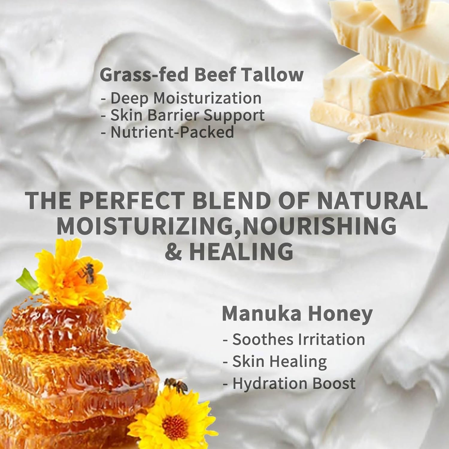 Tighten & Lift Beef Tallow Balm, Beef Tallow-Based Face & Neck Balm, Grass Fed Beef Tallow Beeswax & Honey Extract Moisturizer for Tightening and Firming (1) - Image 4