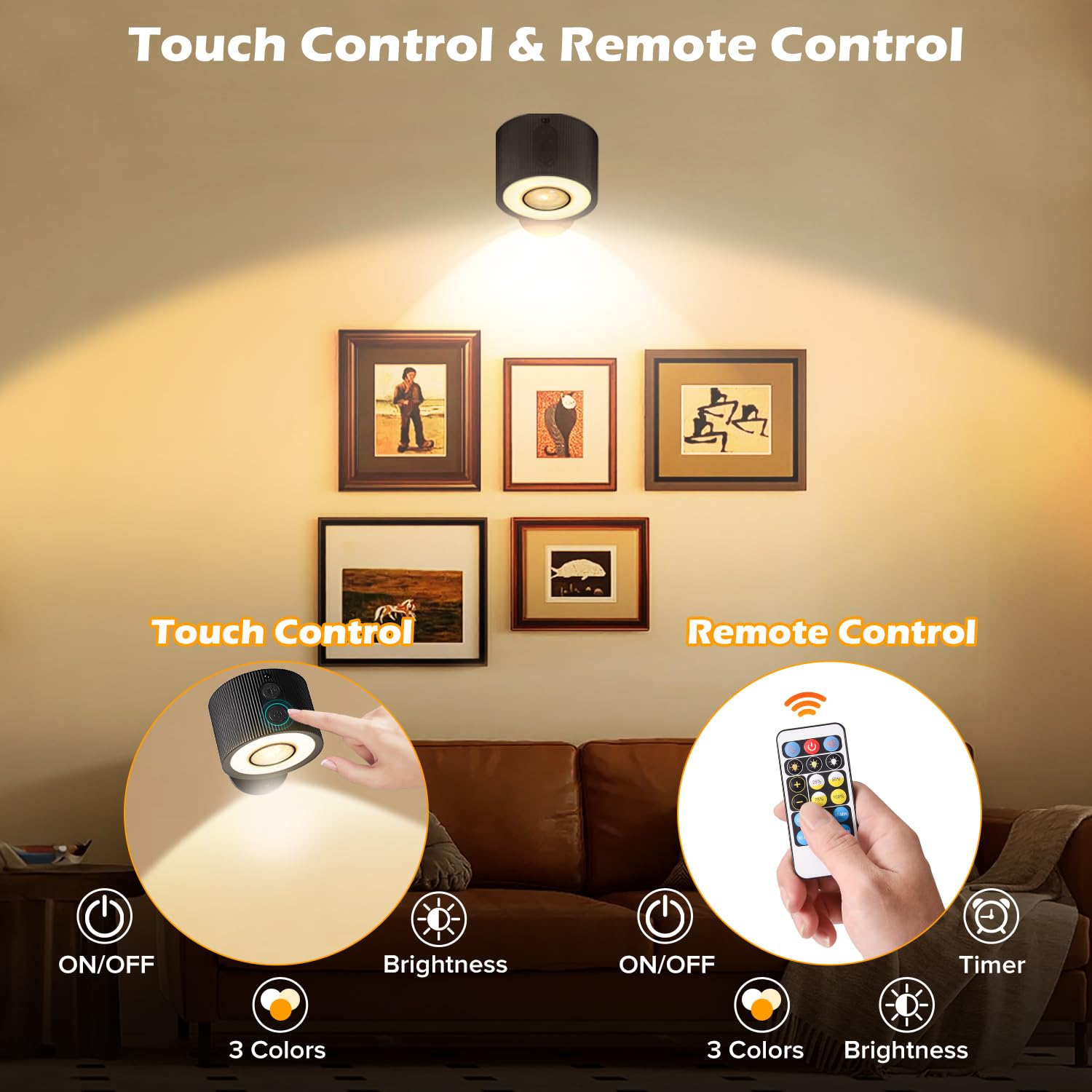 milfra 4 Piezas Lámpara de Pared de Interior,Apliques Interior con Puerto de Carga USB Control Táctil,3 Temperaturas de Color y Brillo Ajustable Apliques Pared Interior Inalámbricas