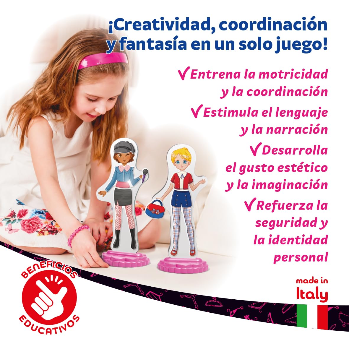 Quercetti Magnetic Fashion Best Friends, Juguetes Niña 5 Años a 9 Años, Juego Magnetico con Muñecas y Ropa, Juguetes Niñas, Juegos Infantiles Creativos para Niñas, Made in Italy