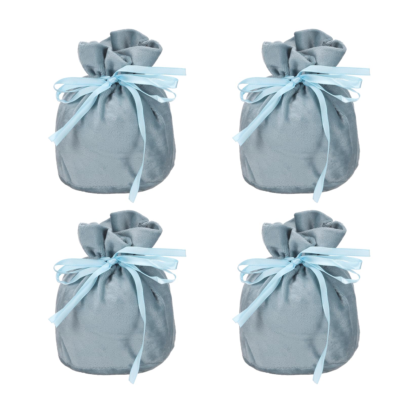 PATIKIL Velvet Drawstring Bags, (6 x 5 Inch, Blue) (4 Pcs), Flannel Jewelry Bags Mini Candy Packaging Storage Pouches, Suit for - Wedding/Favor/Party/Birthday