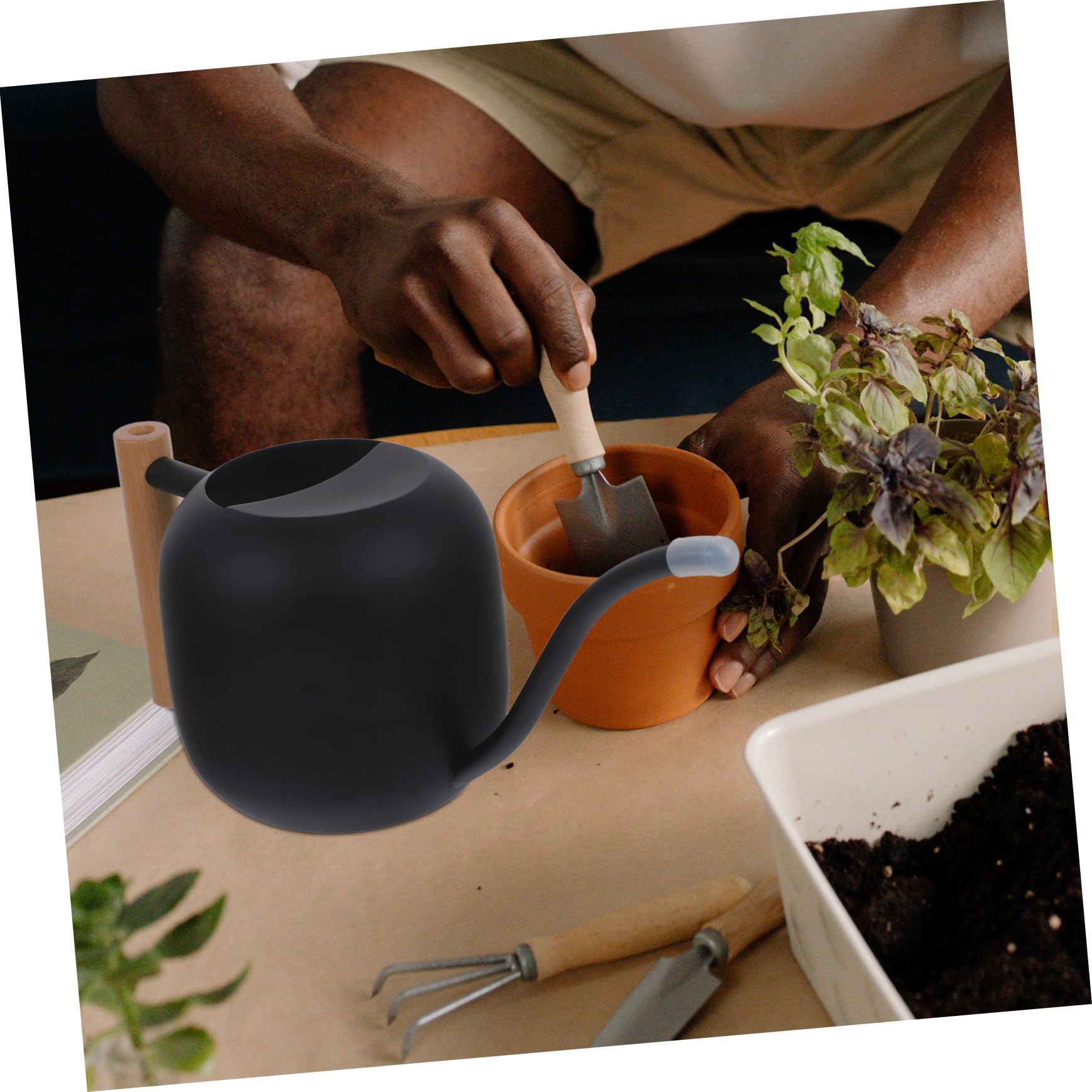 Annaffiatoio a Becco lungo 1,2 in Acciaio Inox Nero