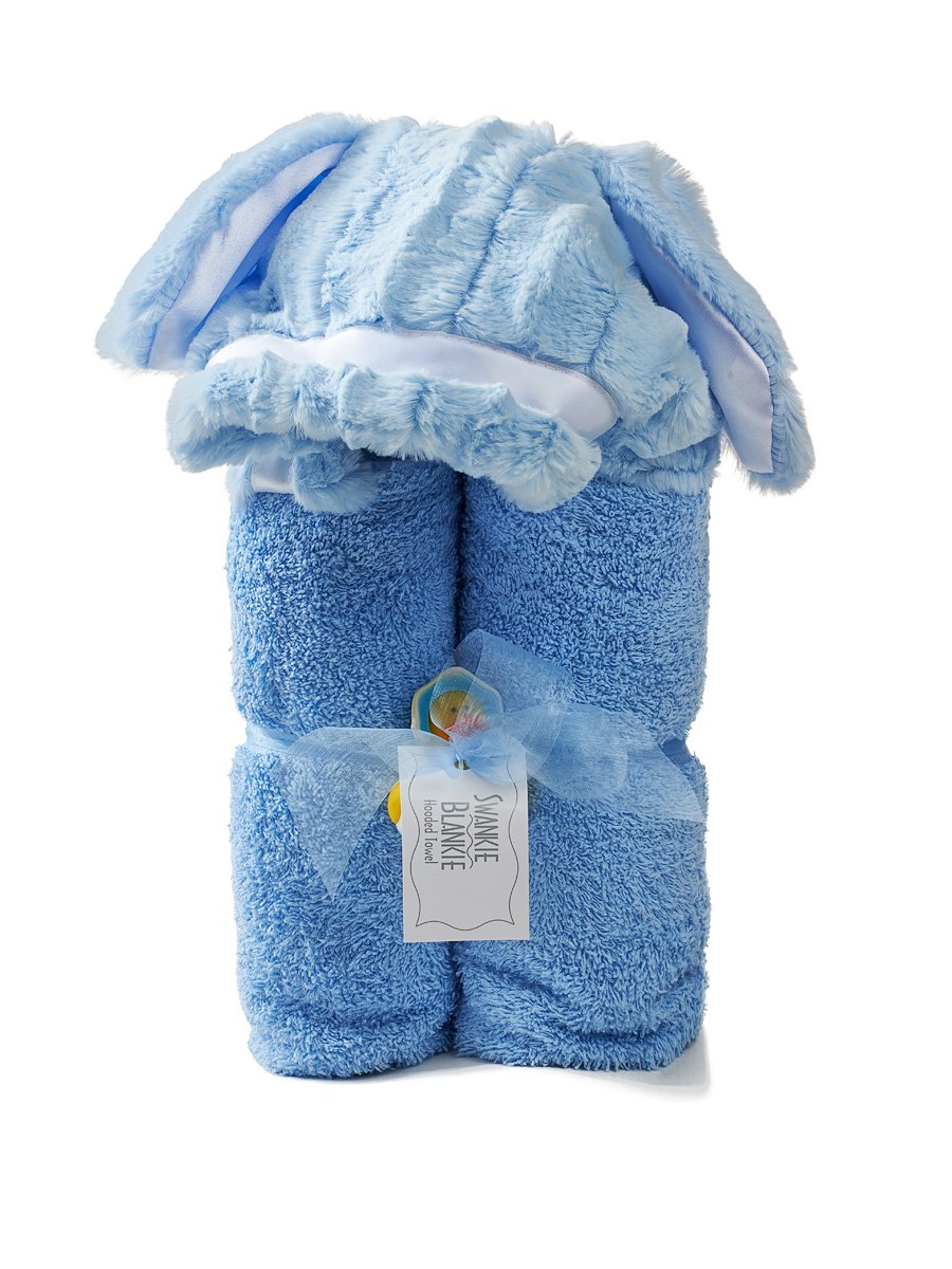 HOODED BATH TOWEL IN ANIMAL EARS PUPPY BLUE