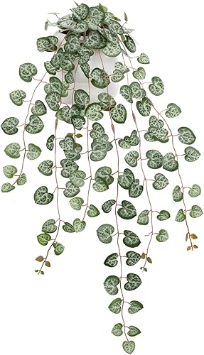 Briful Plantas falsas en maceta de 20 pulgadas, cadena artificial de vides de corazón, plantas suculentas largas drapeadas para el hogar, oficina,