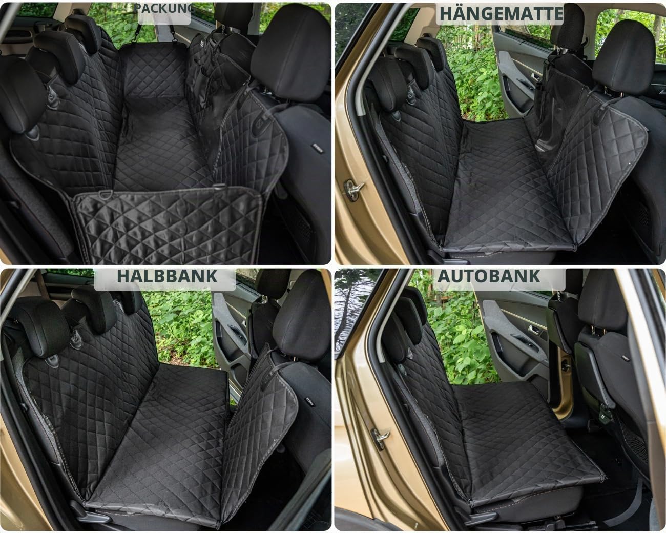 RAGI Hundedecke Auto Rückbank, Hundematte mit Seitenschutz und Reißverschlüsse, Wasserdicht und Kratzfeste Hunde Autositz, Rücksitzbezüge für Auto Van SUV, Hunde Autodecke 145x138 Schwarz