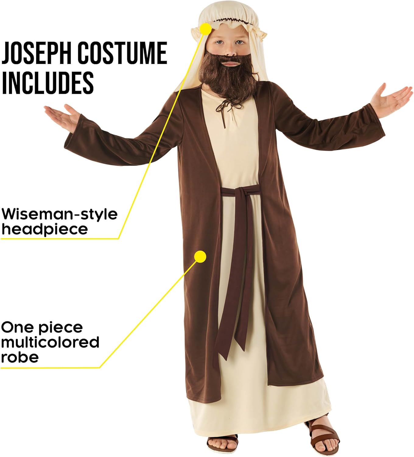 Morph Saint Joseph Costume For Kids, Biblical Costume For Boys, Bible Dress Up Outfit, Religious Role Play - Image 2