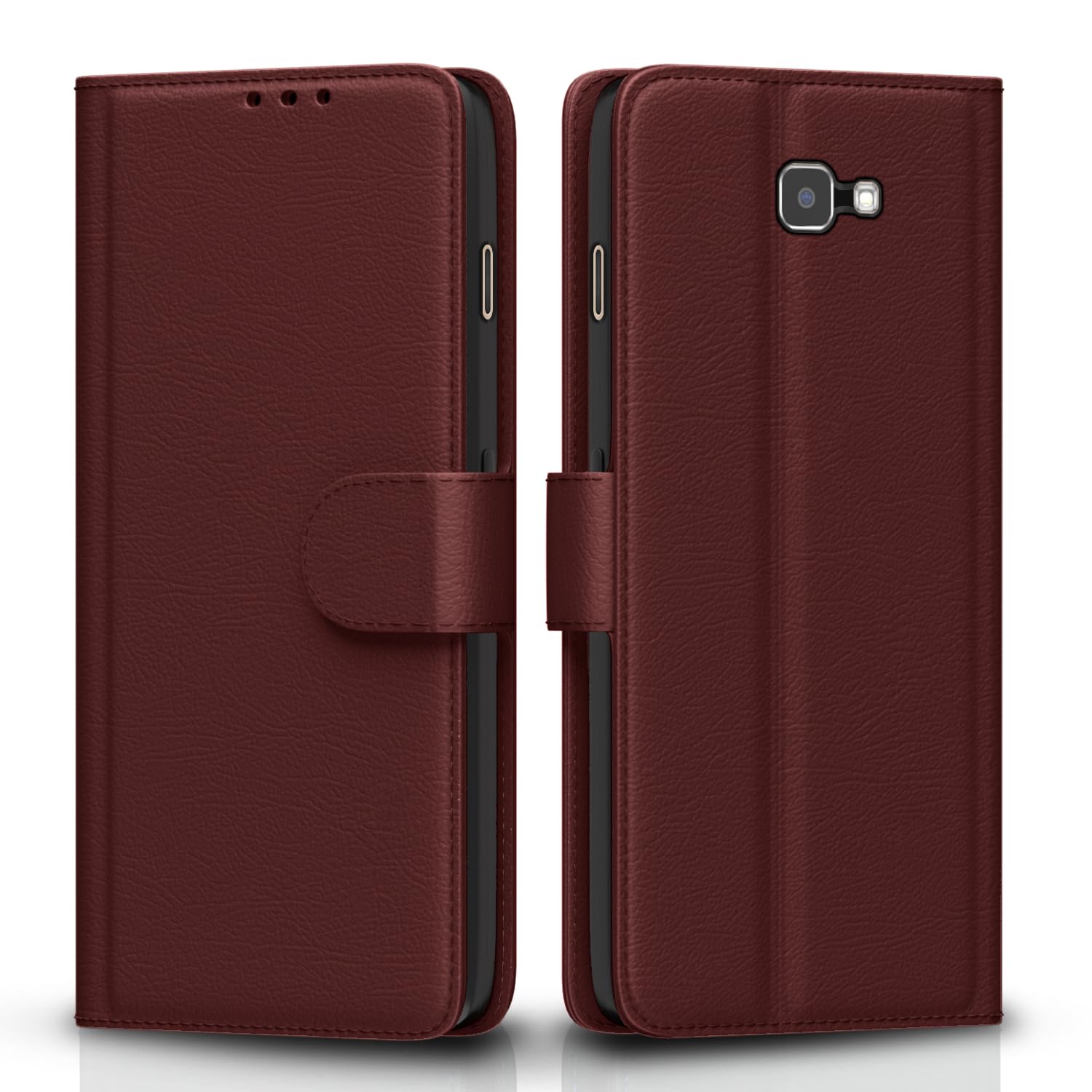 Pikkme Samsung Galaxy J7 Prime Flip Cover Magnetic Leather Wallet Case Shockproof TPU for Samsung Galaxy J7 Prime (Brown)
