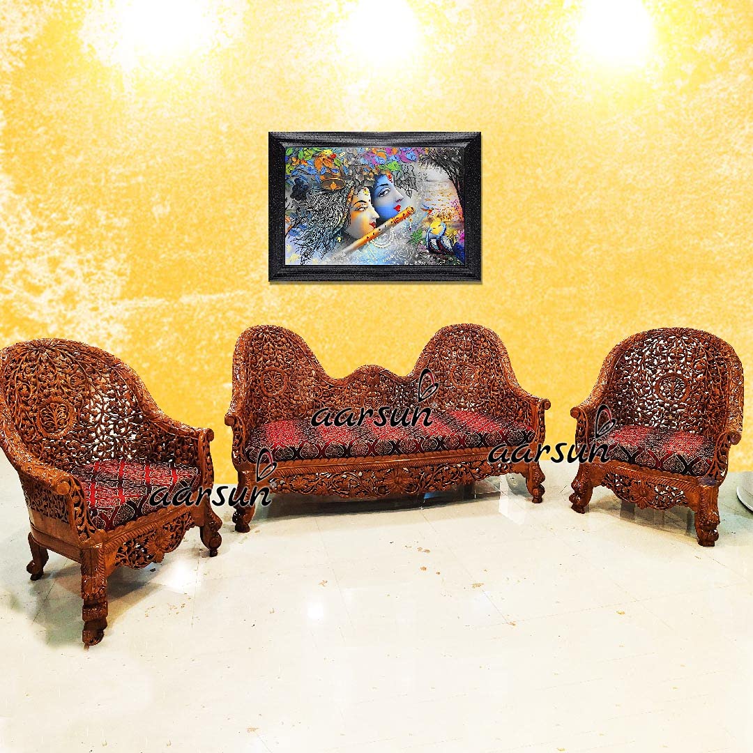 Aarsun Wooden Living Room Sofa set Maharaja 5 Seater Couch sets