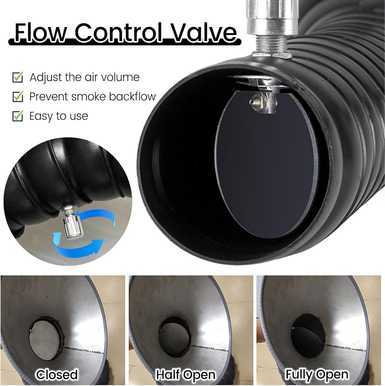Flexible Soldering Fume Extractor Hose with Stainless Steel Hood, 100MM (3.9in) Diameter, 2m (6.5ft) Length, Ideal for Workshop, Woodworking, and Laboratory Use