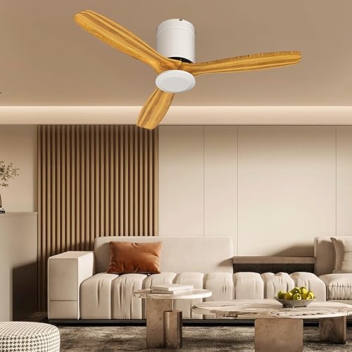 Miniatura 4 de Magshion Ventilador de techo de 52 pulgadas con control remoto y cuchillas de madera, moderno perfil bajo, flujo de aire reversible, temporizador,