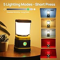 Vista 3 de Consciot C02 - Linterna LED para campamento, luces de campamento recargables USB-C, 1500 lm, 5 modos de luz, hasta 100 horas de tiempo