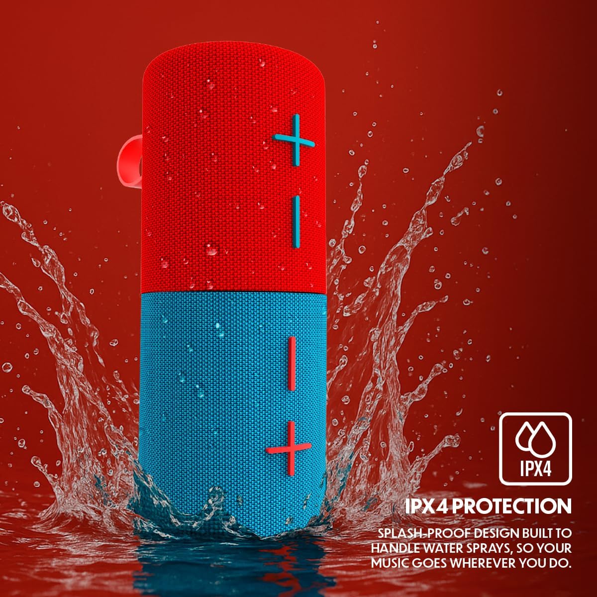 Stromberg - Twin 2-in-1 Mini Portable Bluetooth Speaker, 10W Power (5W per Speaker), 10-Hour Playtime, Sky Blue and Red - Image 4