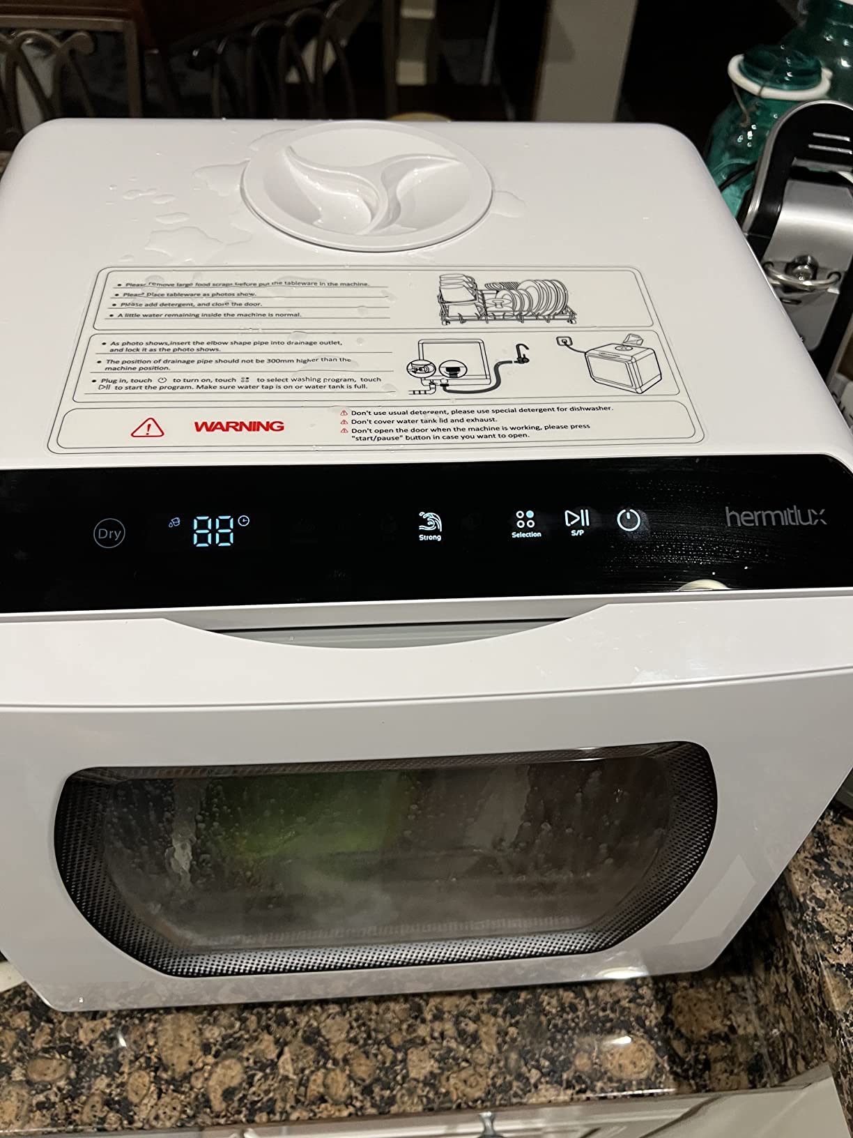 50/mo Finance Hermitlux Countertop Dishwasher, 5 Washing Programs