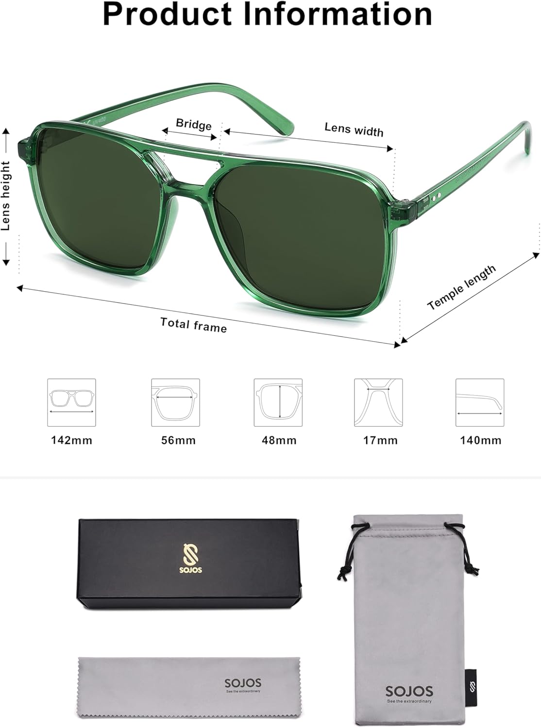 SOJOS Trendy Vintage Aviator Square Sunglasses For Womens Mens Retro 70s UV400 Women Sun Glasses SJ2327 - Image 5