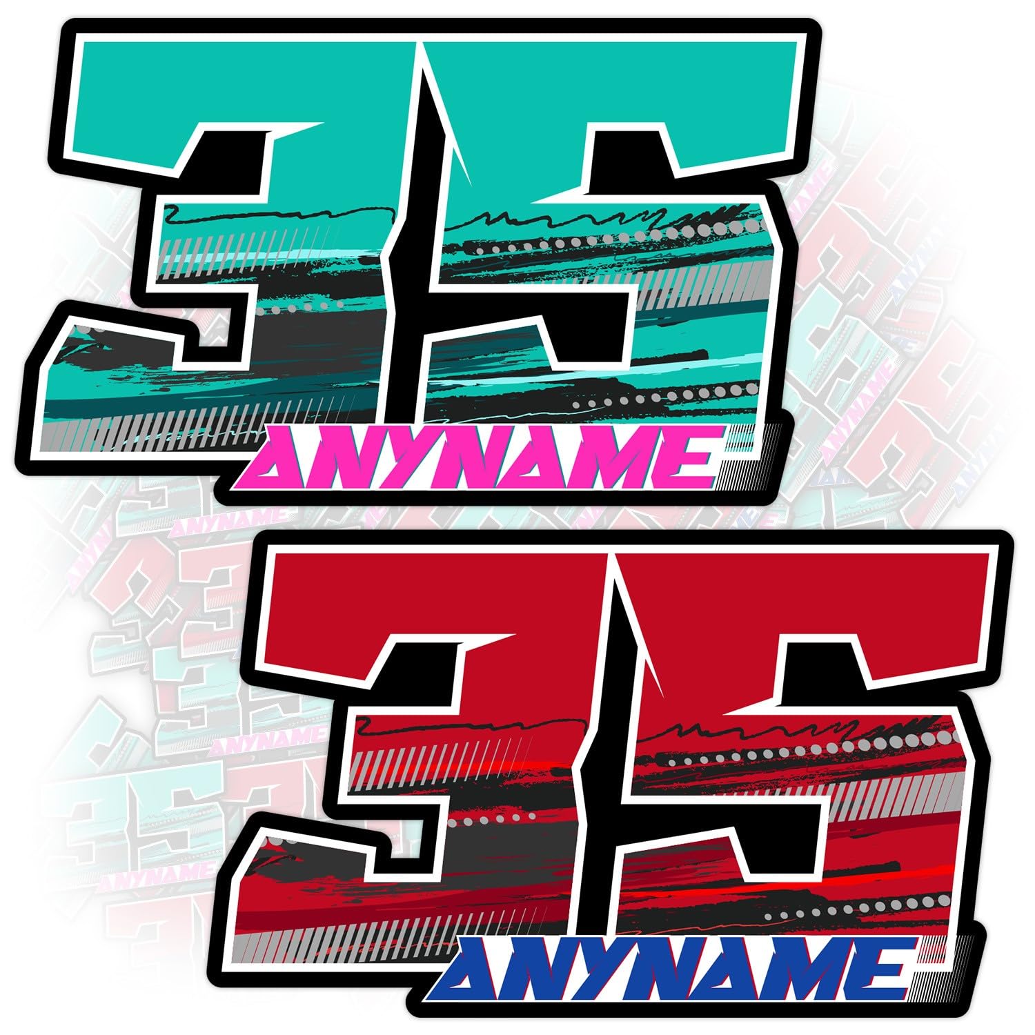 Custom MX Name Number Decal Personalized Motocross Racing Sticker Motorcycle Dirt Bike GoKart ATV Offroad Track Racing Drift