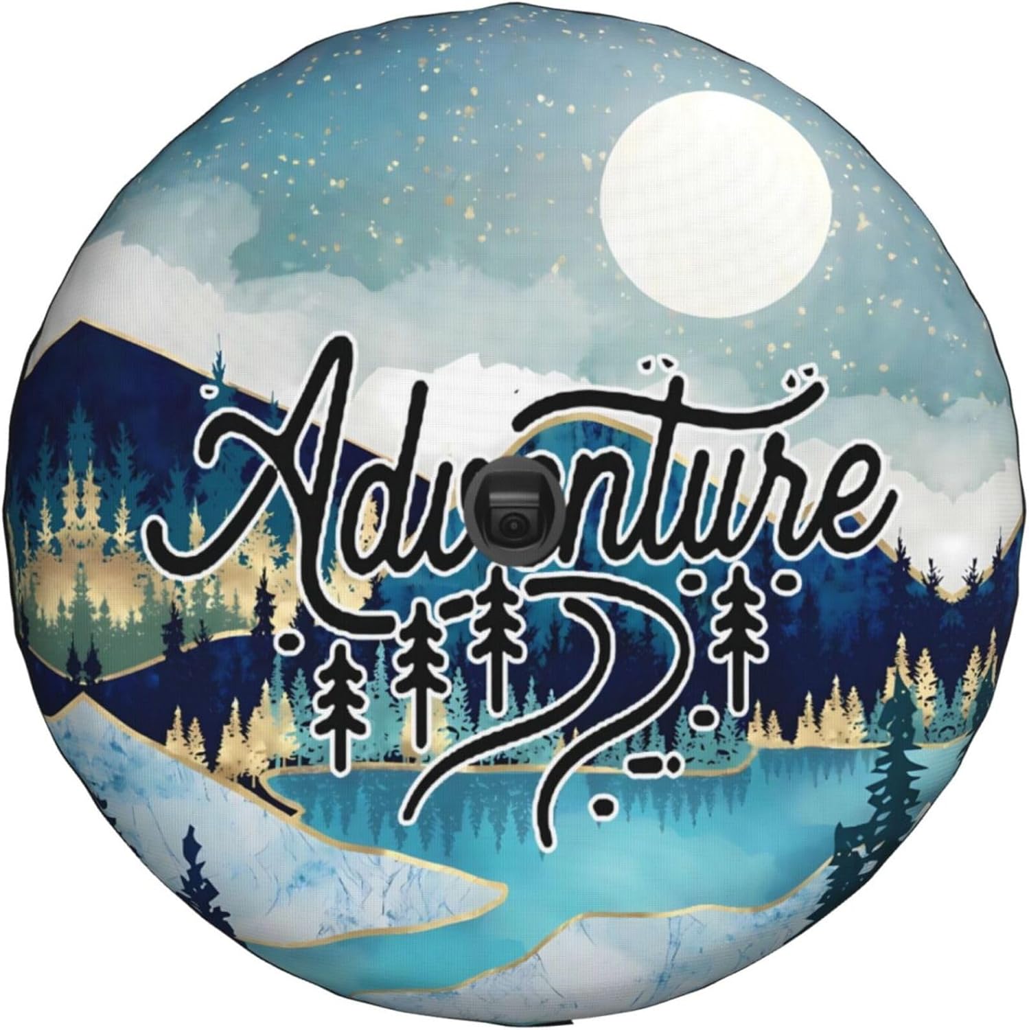 Adventure Moon Spare Tire Cover with Backup Camera Hole Leather Wheel Cover for Wrangler JL, Sport & Sahara (2018-2025)