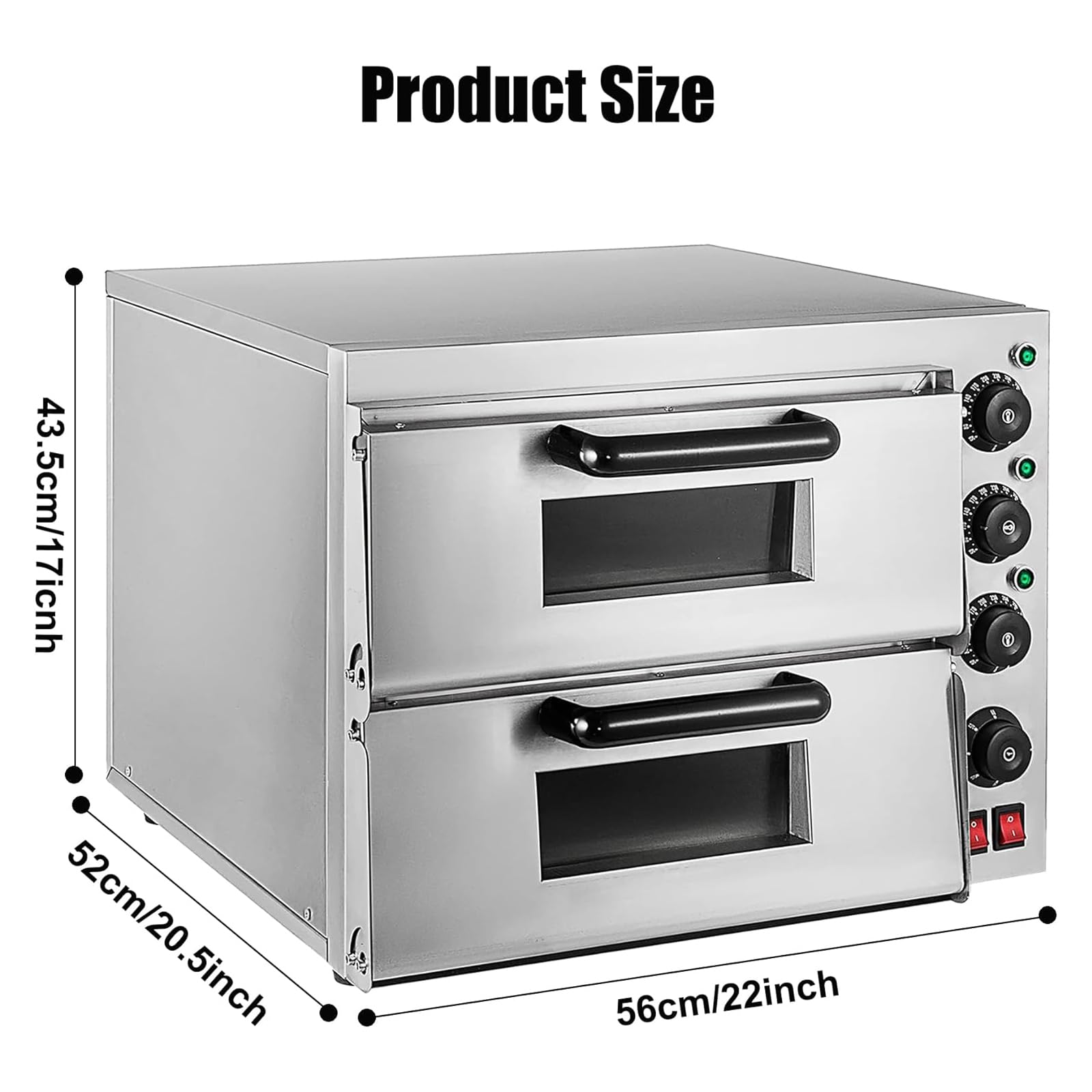 Forno Elettrico Per Pizza Forno Per Pizza Commerciale A Piano Singolo/Doppio Tostapane Forno Per Pizza Da 15'' Controsoffitto Costruzione In Acciaio Inossidabile Con Lampada Antideflagrante E Fori Di
