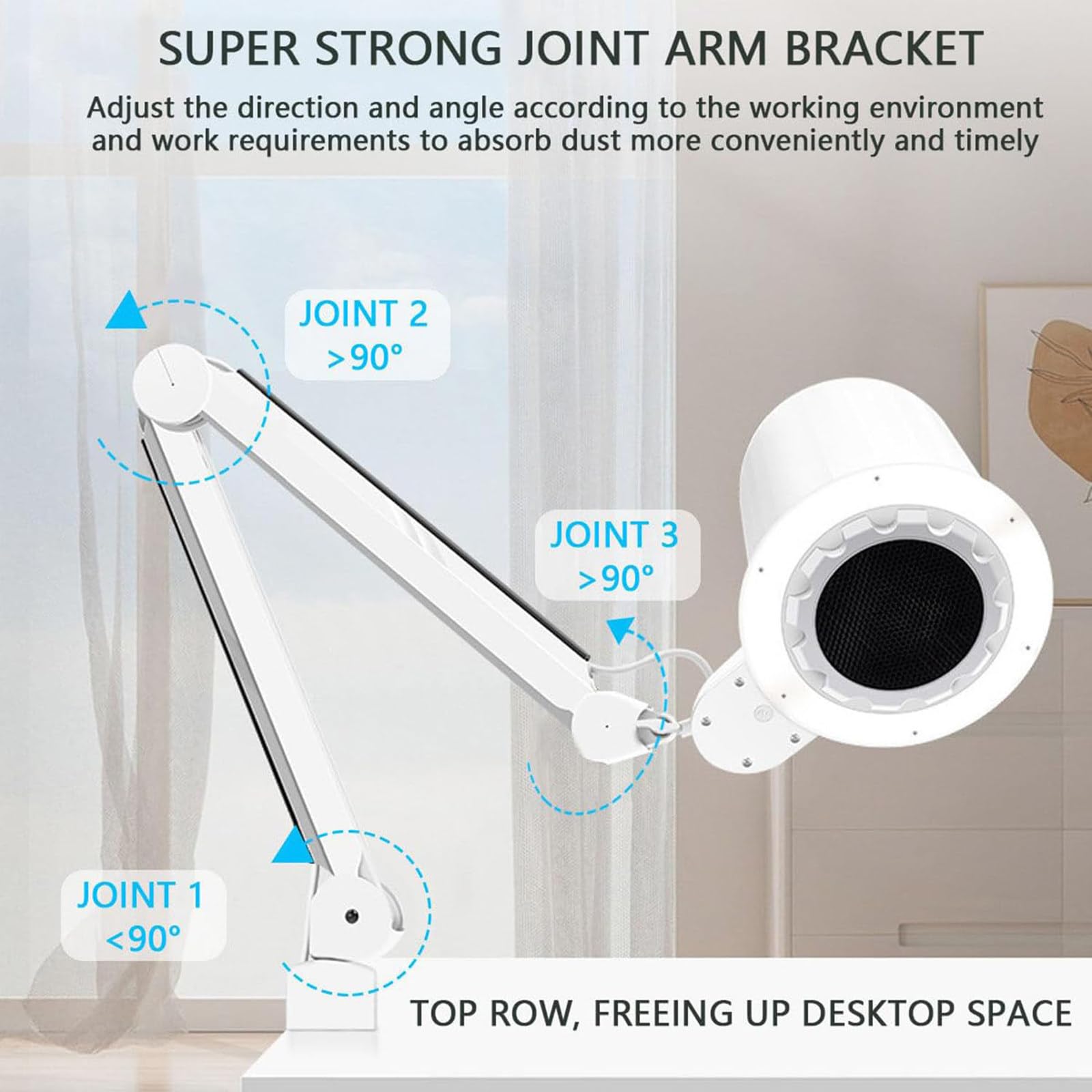 Aspirapolvere Professionale da Tavolo per Unghie da 80W, Aspirazione Potente, con Filtro Riutilizzabile, 10 velocità, con Luce LED (modalità Luce/Luminosità Regolabile)