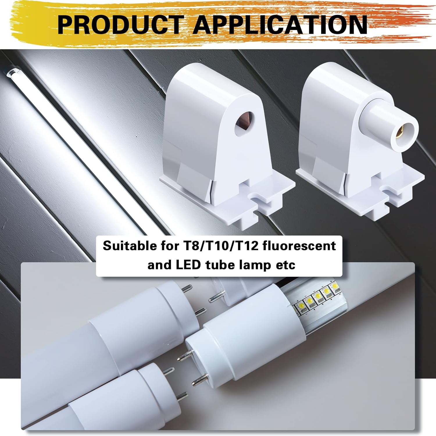 24 Pairs Single Pin FA8 Tombstone T8 T10 T12 Led Socket Lampholder Lamp Replacement Parts Non Shunted Light Bulb Fixture Single Light Bulb Holder Base Connector Plunger Holder for 8ft Fluorescent Tube