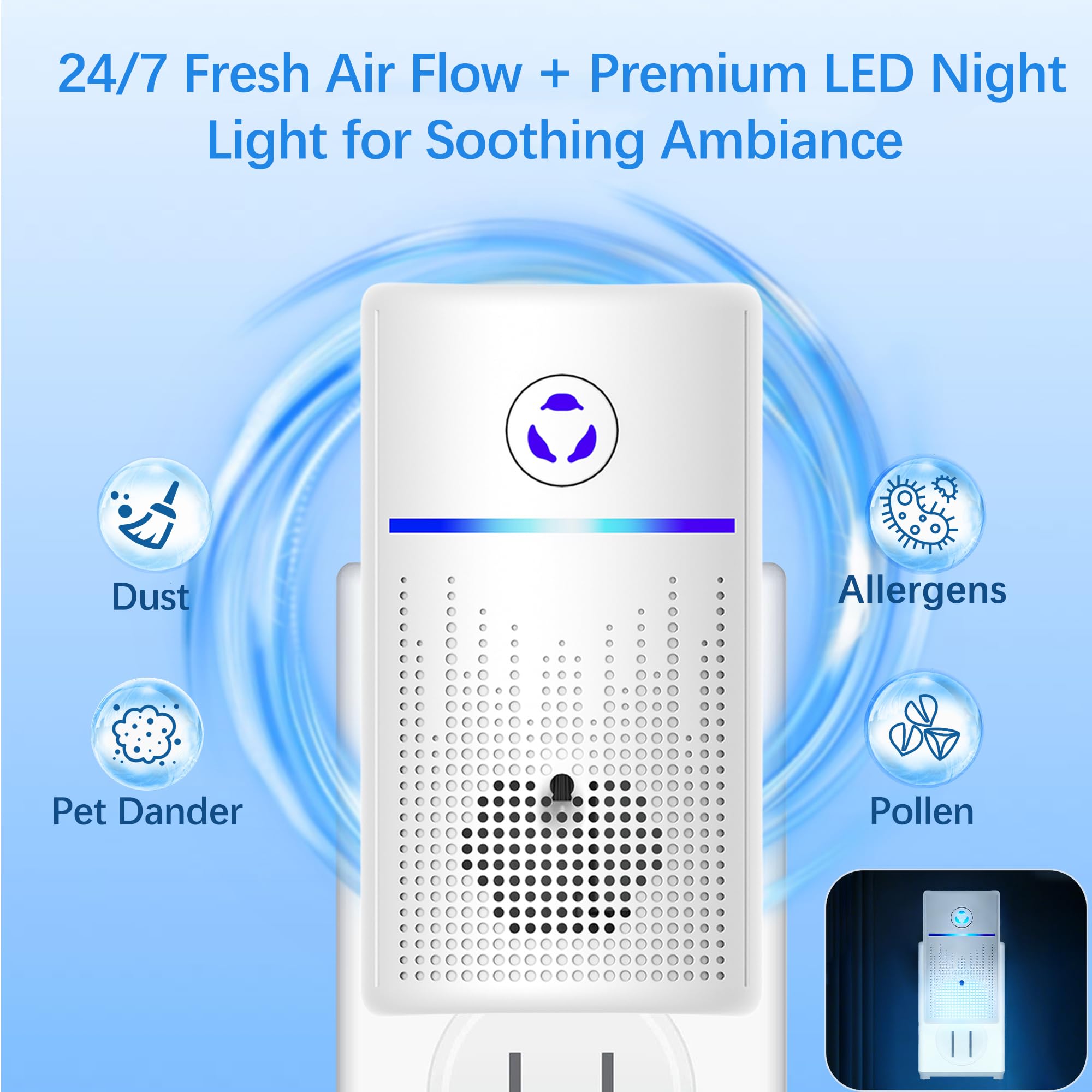 Purificatore d'aria per la casa, confezione da 4, purificatore d'aria plug-in privo di ozono e senza filtro, elimina gli odori degli animali domestici dalla lettiera, cucina, design portatile