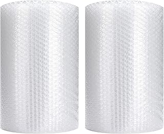 2-Pack Bubble Cushioning Wrap Roll for Packing Moving Supplies, 30cm x 22m Total Perforated Every 30cm Air Bubble Rolls for Shipping Boxes Packaging (Clear)