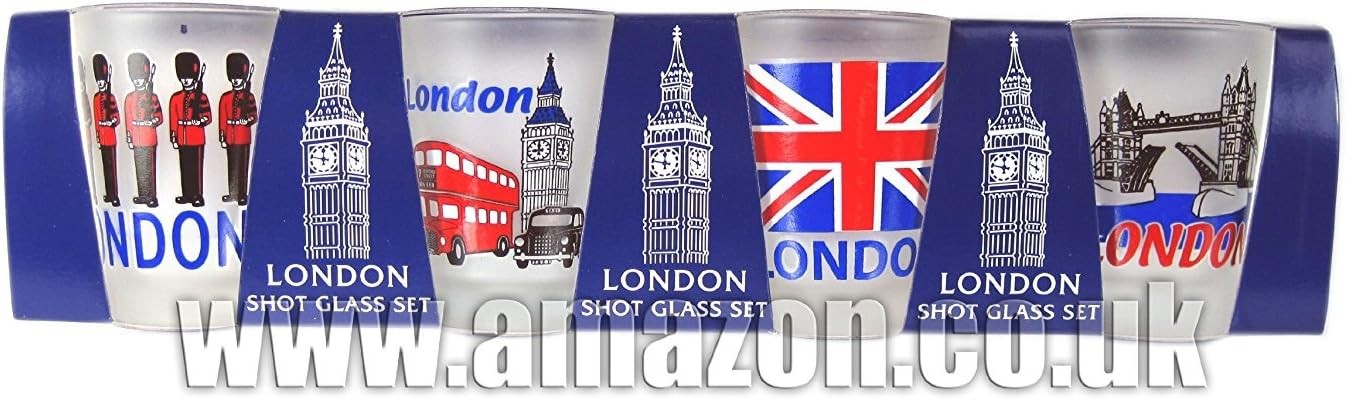 Set of Shot Glasses with London Scenes and Icons - London Collectable Souvenir