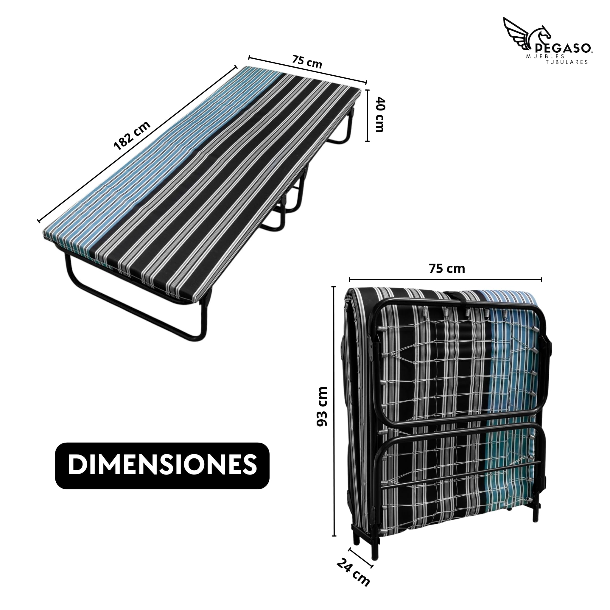 PEGASO Folding Guest Bed - Portable With 2.36" Foam Mattress, Supports 330 Lbs - View #11